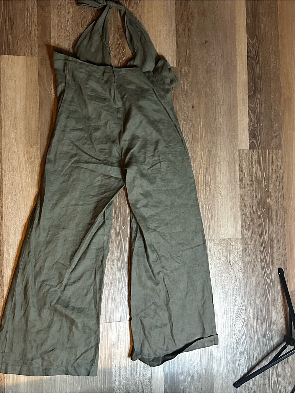 Zara Olive Green Halter Linen Jumpsuit - Picture 5 of 6